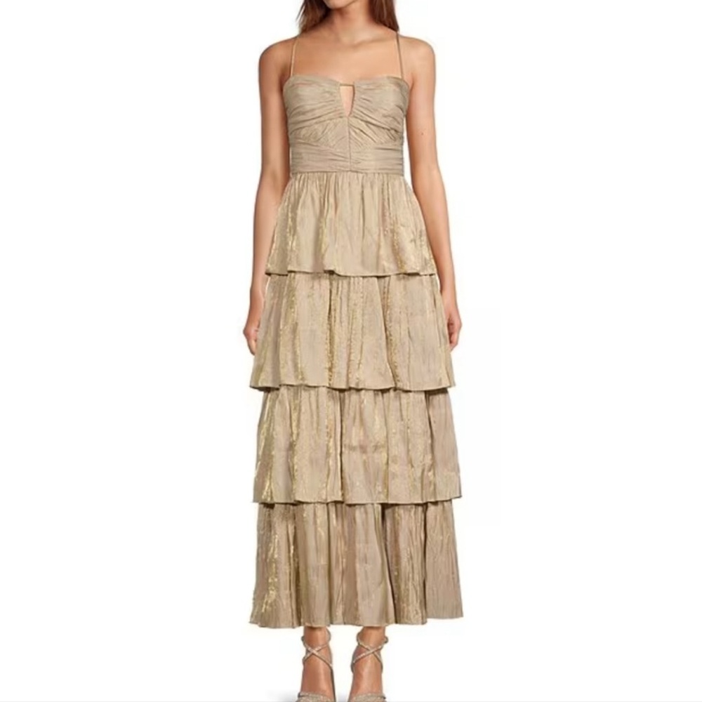 ANTONIO MELANI Gold Tiered Evening Dress